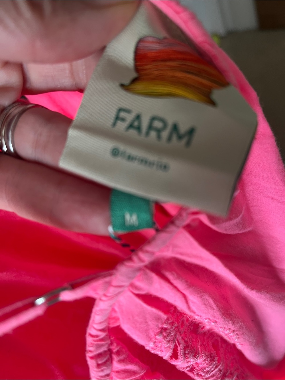 FARM Rio Hot Pink Eyelet Maxi Dress Sz. M - Picture 3 of 5